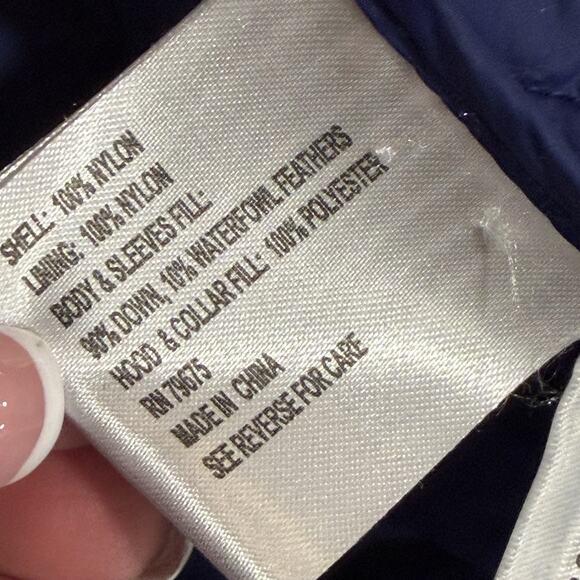 Michael Kors Woman Packable Down Over Coat XL Blue Quilted Puffy Hooded Light - Picture 5 of 9